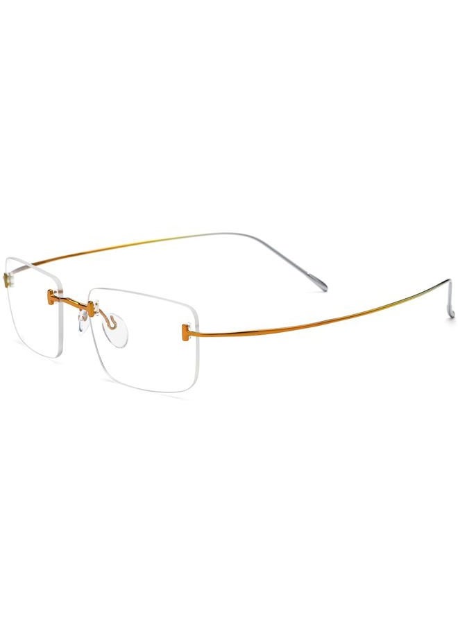 FONEX Titanium Glasses Frame,Rimless Frameless Optical Eyewear Eyeglasses for Men and Women F85634 (85871 Yellow) - Image 4