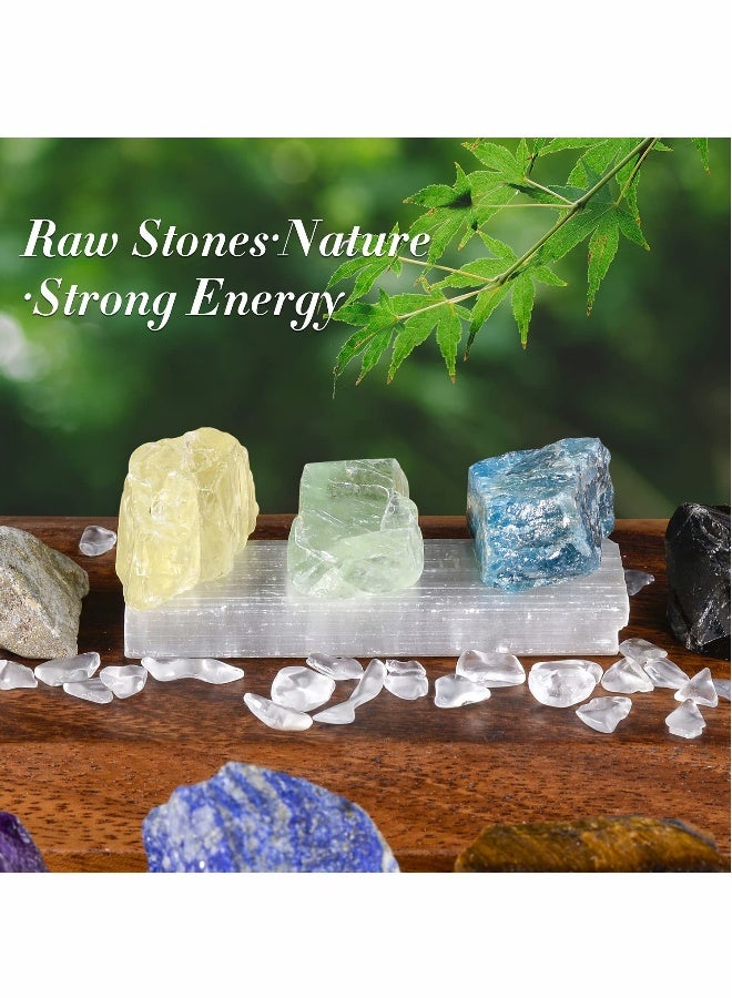 17Pcs Crystals and Healing Stones, 14Pcs Real Raw Chakra Stones Set, Selenite Charging Plate, Amethyst Necklace, Rose Quartz, Gift Box, Guide for Beginners, Collection, Meditation, Yoga, Lady  - Image 4
