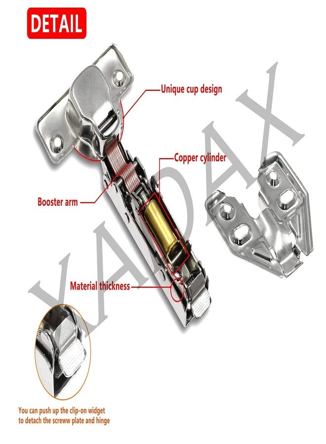 XADAX European Style Clip-on Soft Close Hydraulic Auto Hinge Concealed Cabinet Hinges with Screws (Half Overlay 8 Degree Crank 2 D, Pack of 2 Pair) - Image 2