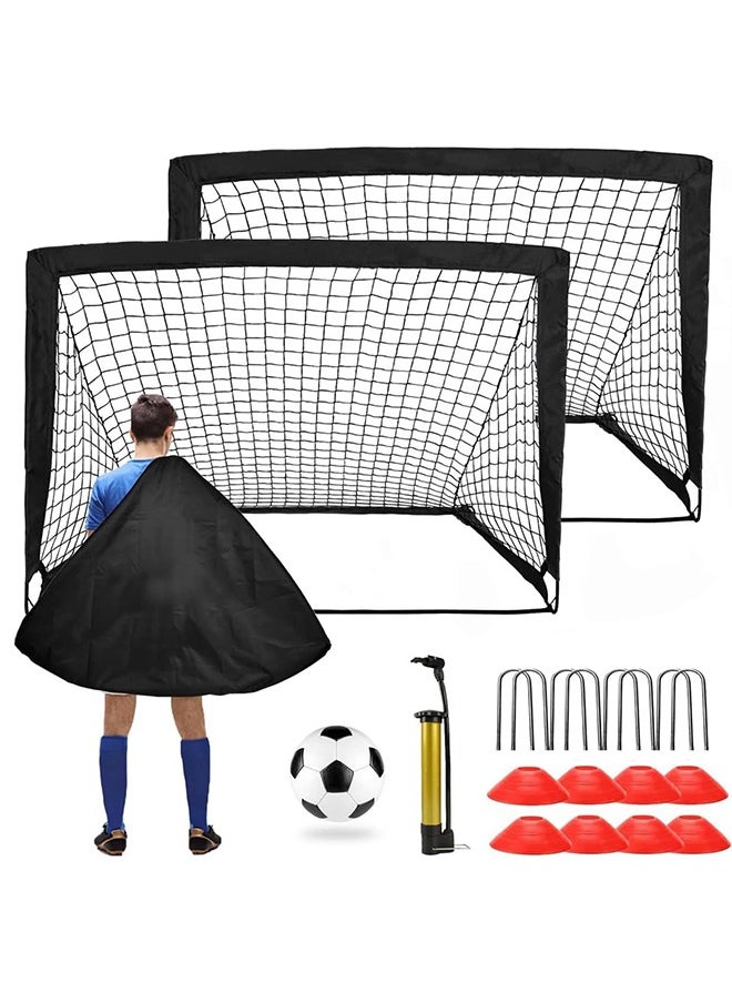 Generic - Portable Training Goals,120x90 cm Pop Up Soccer Net for Backyard,Set of 2 With Carry Bag,soccer ball,inflation pump,8 cones and 8 U shaped nails - Image 1