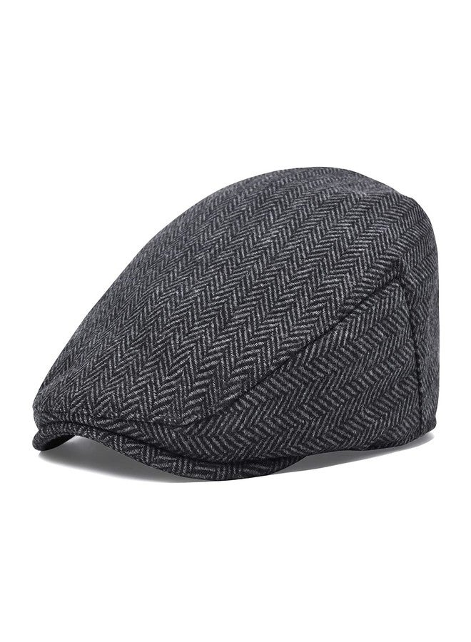 STARANCE Men Hat Wool Blend Newsboy Ivy Tweed Flat Cap, Herringbone Gray, 7 1/2 - Image 2