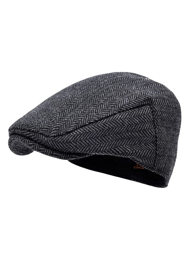 STARANCE Men Hat Wool Blend Newsboy Ivy Tweed Flat Cap, Herringbone Gray, 7 1/2 - Image 1