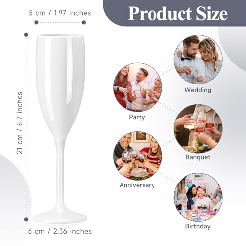 XUWAIDSGN Champagne Flute Acrylic Champagne Glasses Wedding Toasting Champagne Flute Goblet Plastic Reusable Unbreakable Champagne Cups for Bachelorette Wedding Bridal Shower Party (White, 10) - Image 2