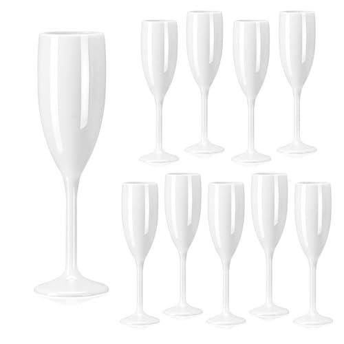 XUWAIDSGN Champagne Flute Acrylic Champagne Glasses Wedding Toasting Champagne Flute Goblet Plastic Reusable Unbreakable Champagne Cups for Bachelorette Wedding Bridal Shower Party (White, 10) - Image 1