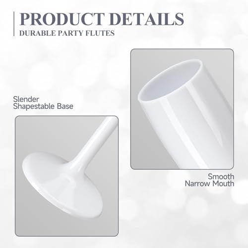 XUWAIDSGN Champagne Flute Acrylic Champagne Glasses Wedding Toasting Champagne Flute Goblet Plastic Reusable Unbreakable Champagne Cups for Bachelorette Wedding Bridal Shower Party (White, 10) - Image 3
