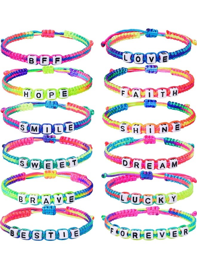 Cute Adjustable Multicolor Friendship Bracelets for Girls 12 Pcs Toddler Letter Beads Jewelry Gift  - Image 1