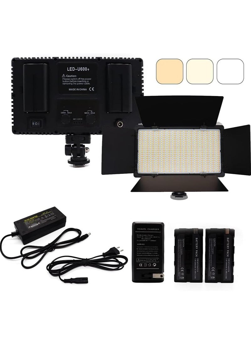 ELTRAZONE 600 LED light video light kit , rechargeable and plug-powered camera video light, 3200K-5600K camera video light， rechargeable and plug-powered video conference live light (LED LIGHT)  - Image 1