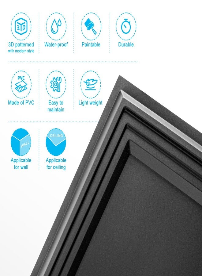 Art3d 33-Pack 3D Textured Accent Wall Panel for Interior Décor, Waterproof PVC Decorative Wall Paneling for Living Room Bedroom Gaming Room Office, 11.8"x11.8" Cover 32.Sq.Ft., Black - Image 5