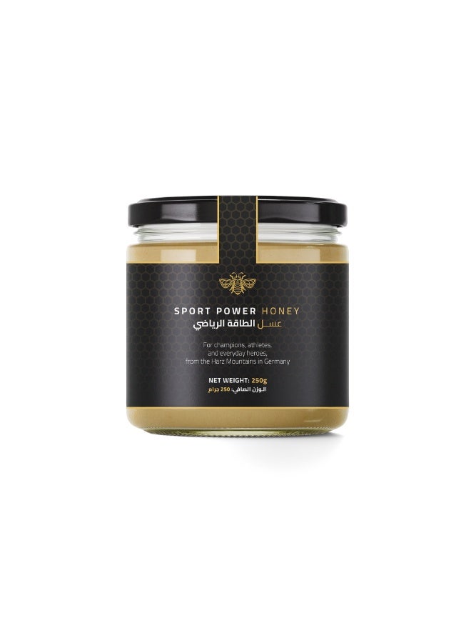DW Power Sport Power Honey 250g – A premium blend of raw honey with pollen, propolis, royal jelly, and natural salt designed to support energy, endurance, and athletic performance. - Image 1