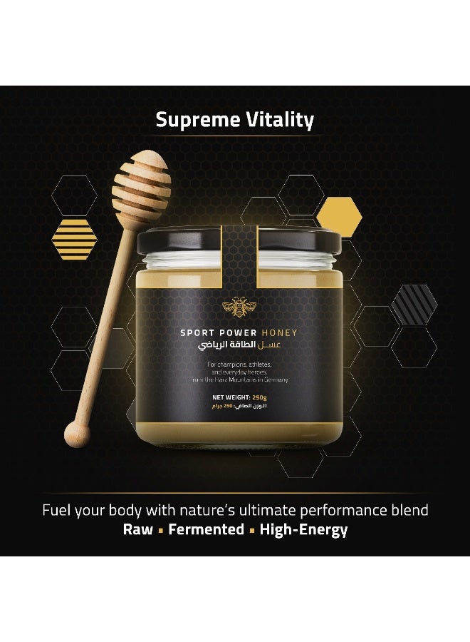 DW Power Sport Power Honey 250g – A premium blend of raw honey with pollen, propolis, royal jelly, and natural salt designed to support energy, endurance, and athletic performance. - Image 5