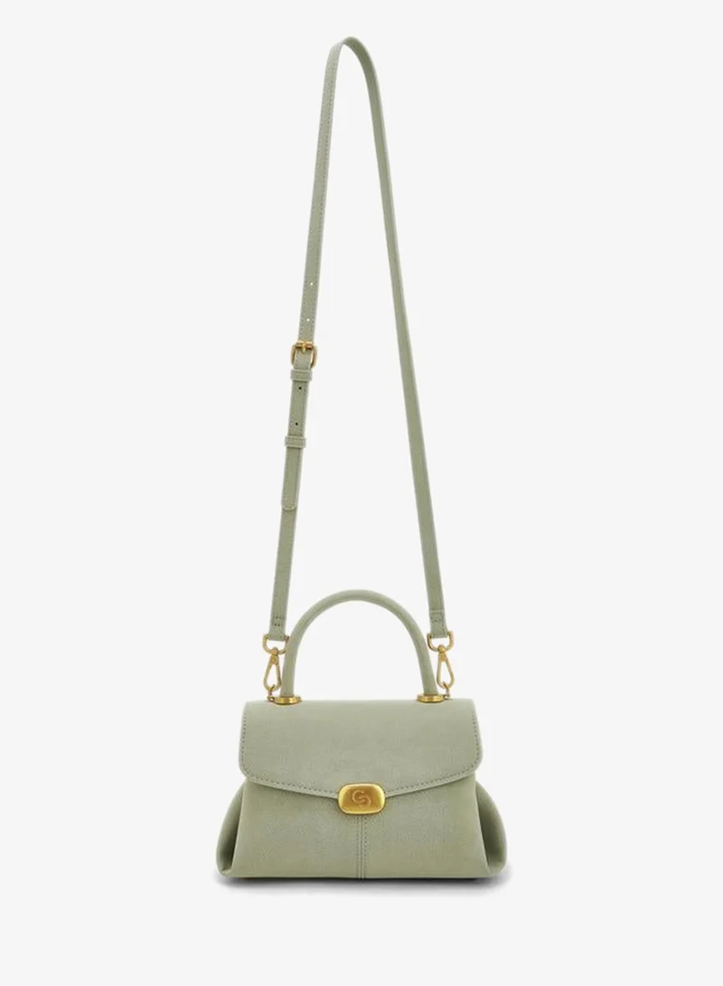 سيليست Suede Satchel Bag With Grab Handle