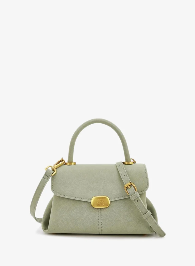 سيليست Suede Satchel Bag With Grab Handle