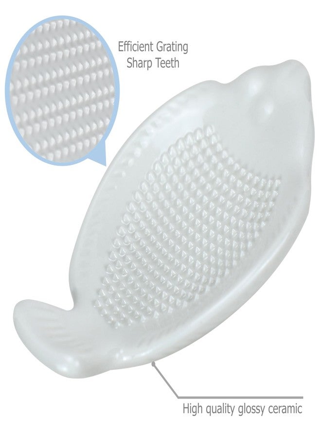 EIKS 2 Pack Ceramic Grater Dish with Small Size Fish Shaped for Grinding Wasabi Ginger Garlic Carrot Fruits Vegetables, Used for Home Kitchen Cooking Preparation - Image 5