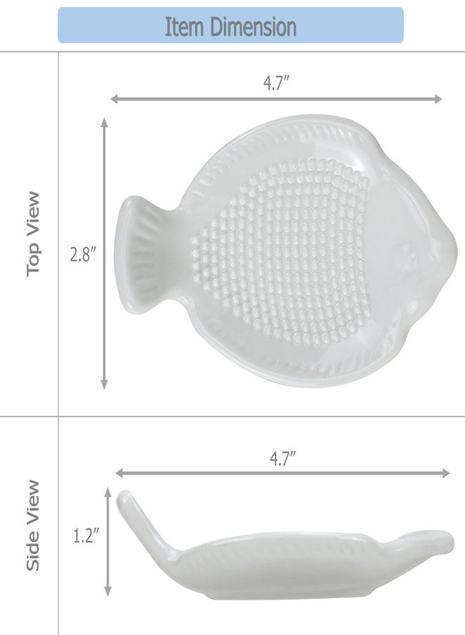 EIKS 2 Pack Ceramic Grater Dish with Small Size Fish Shaped for Grinding Wasabi Ginger Garlic Carrot Fruits Vegetables, Used for Home Kitchen Cooking Preparation - Image 3
