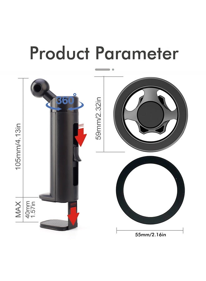 Gecomo Magnetic Phone Holder with Adjustable 360° Rotation, Hands-Free Desktop Mount & Phone Stand (Home Office & Airplane Travel Essentials) - Image 2