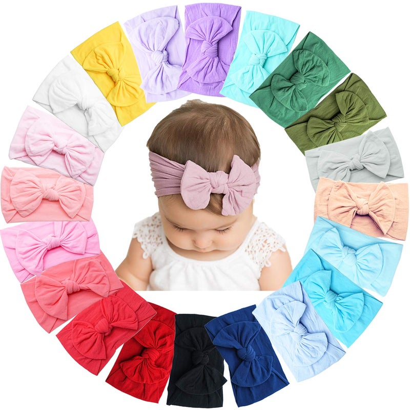 BBgifts 20PCS Baby Girls Headbands Soft Nylon Newborns Headbands 4.5inch Hair Bows Elastic Hairbands Hair Accessories for Newborns Infants Toddlers Girls Kids - Image 1