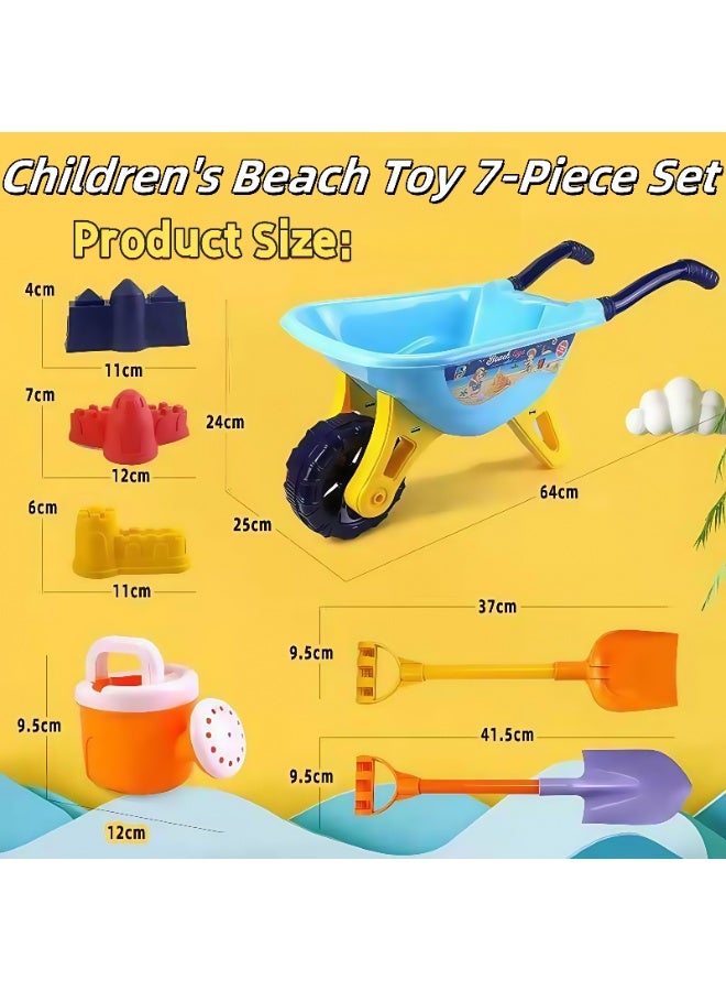 شو وو مجموعة ألعاب شاطئ الأطفال ， مجموعة من ألعاب السيارات والمجاملات الرملية ذات سبع قطع ، وألعاب شاطئ الأطفال ، ولعب صندوق الرمل للأطفال ، وألعاب السفر في الهواء الطلق ， مع قوالب وأدوات القلاع الرملية （الأنماط ملونة） - Image 2