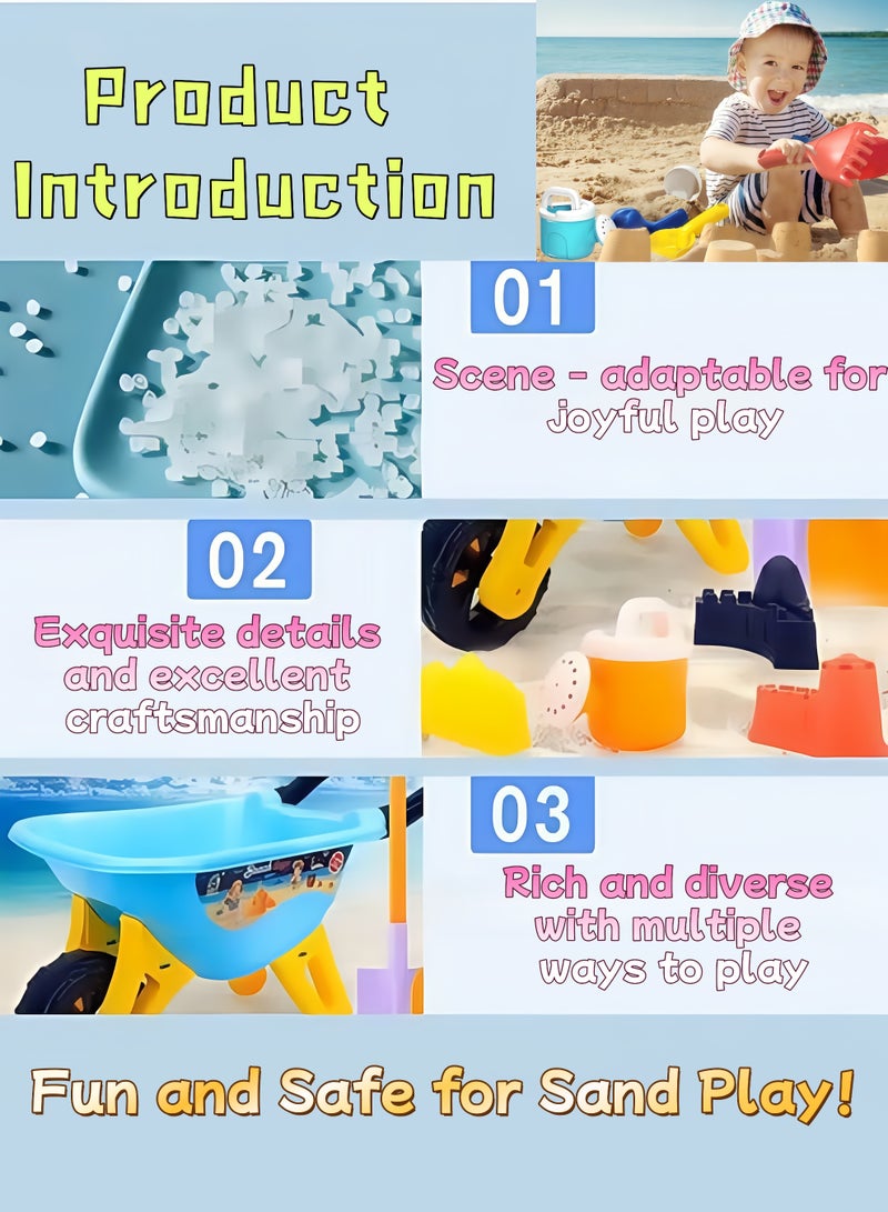 شو وو مجموعة ألعاب شاطئ الأطفال ， مجموعة من ألعاب السيارات والمجاملات الرملية ذات سبع قطع ، وألعاب شاطئ الأطفال ، ولعب صندوق الرمل للأطفال ، وألعاب السفر في الهواء الطلق ， مع قوالب وأدوات القلاع الرملية （الأنماط ملونة） - Image 4
