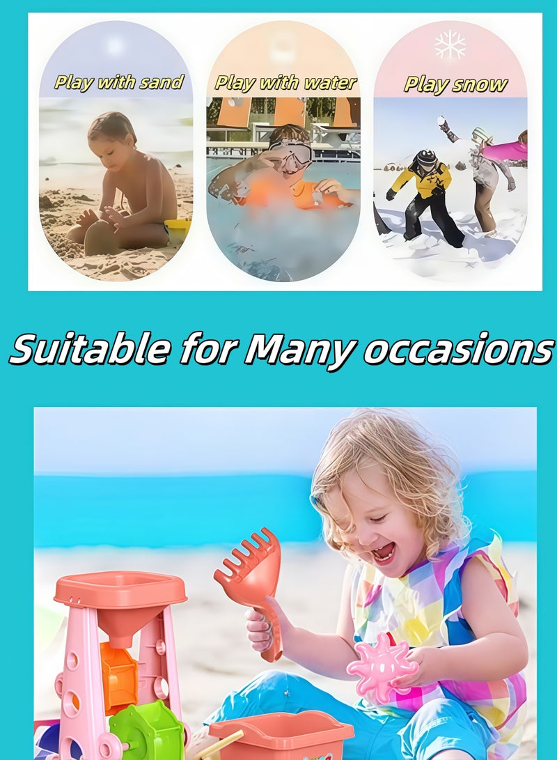 شو وو مجموعة ألعاب شاطئ الأطفال ， مجموعة من ألعاب السيارات والمجاملات الرملية ذات سبع قطع ، وألعاب شاطئ الأطفال ، ولعب صندوق الرمل للأطفال ، وألعاب السفر في الهواء الطلق ， مع قوالب وأدوات القلاع الرملية （الأنماط ملونة） - Image 5