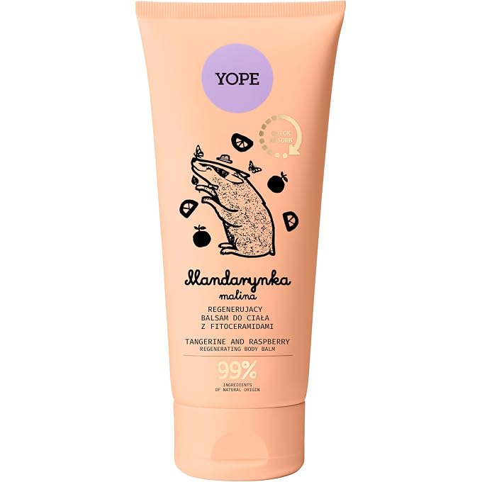 YOPE - Regenerating Body Lotion Mandarin & Raspberry - Body Balm with Phytoceramides - Intensive Regeneration Moisture - Naturally Vegan Dermatologically Tested - Fast Absorbing - 200 ml