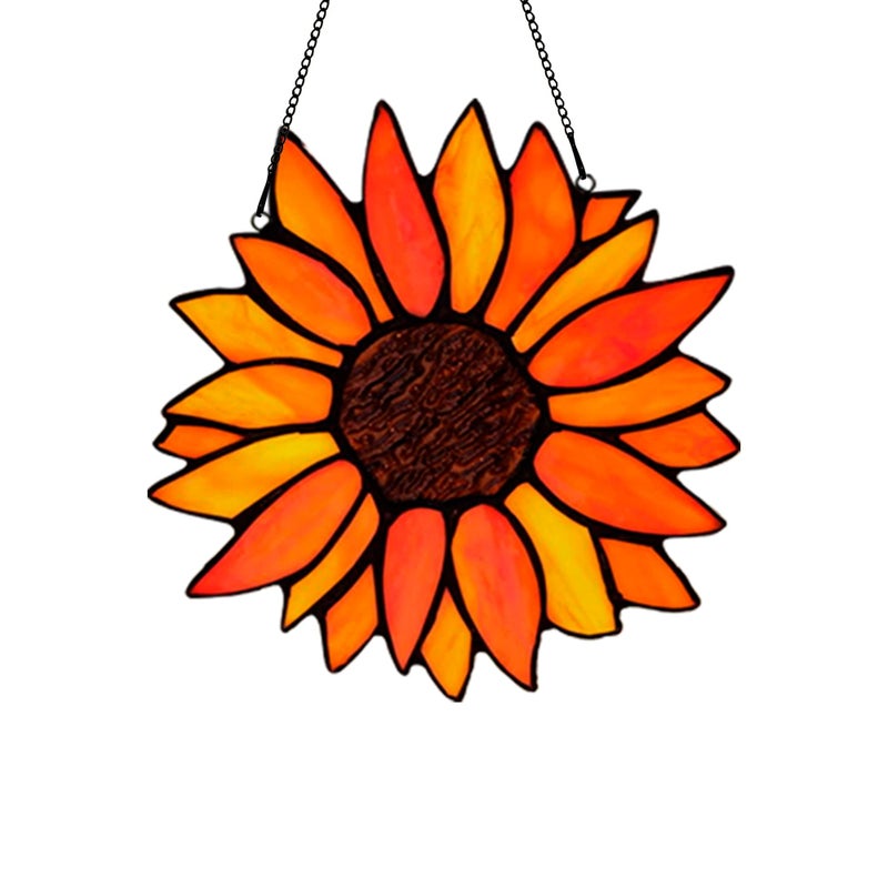 HAOSUM Sun Flower Suncatcher Stained Glass Window Hangings Sunflower Decor Wall Art for Kitchen Livingroom OfficeSunflower Gift for Mom Women Aunt Sister Friends