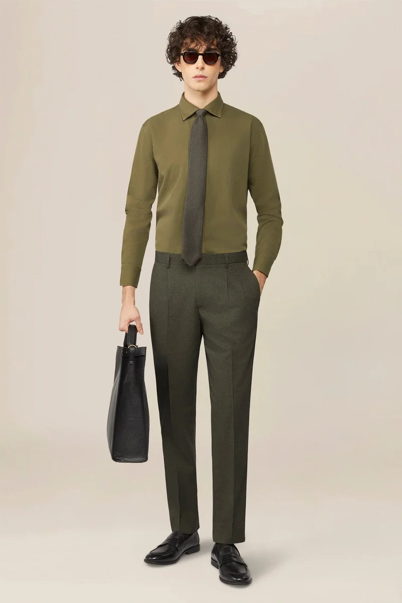 Men's micro pied de poule trousers - Green