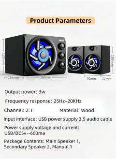 3-Piece Set Stereo Bass Subwoofer , D-208 Desktop Computer Audio Subwoofer Mobile Phone, Home, Game, Speaker 2.1 Wooden Audio - Black Colorful Lights - pzsku/Z288ABA0F908B762FA466Z/45/_/1725201944/9aa59c82-e342-45c6-a7c5-a2de6d37d76c