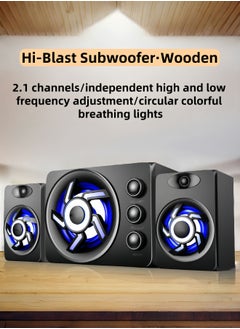 3-Piece Set Stereo Bass Subwoofer , D-208 Desktop Computer Audio Subwoofer Mobile Phone, Home, Game, Speaker 2.1 Wooden Audio - Black Colorful Lights - pzsku/Z288ABA0F908B762FA466Z/45/_/1725201995/df8aa0e3-bd86-4b56-be43-5ee60b10ab8c