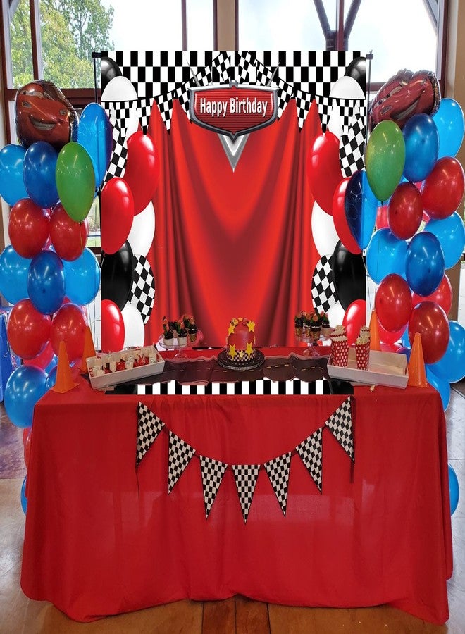 CINRAY Race Car Happy Birthday Backdrop 7x5FT Racing Competition Photography Background for Boy Car Racing Theme Birthday Party Decorations Supplies Photo Props - Image 4