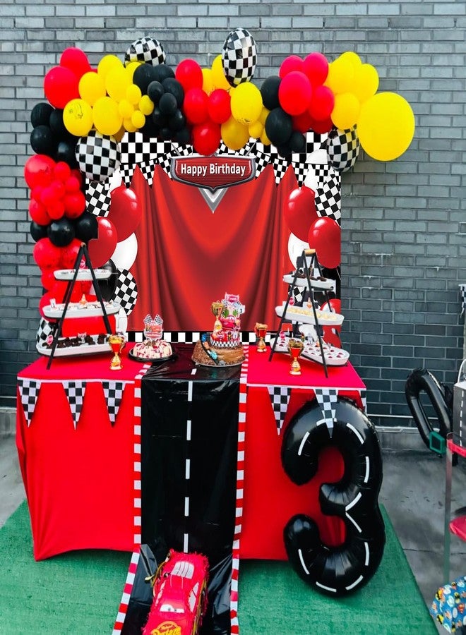 CINRAY Race Car Happy Birthday Backdrop 7x5FT Racing Competition Photography Background for Boy Car Racing Theme Birthday Party Decorations Supplies Photo Props - Image 5