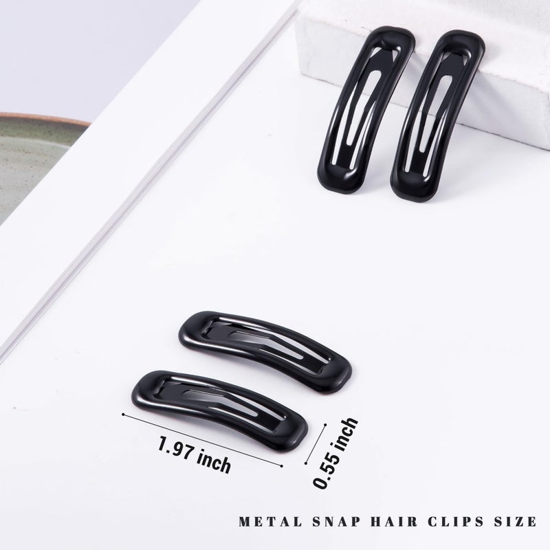 Cptots 20 PCS Small Rectangle Hair Barrettes For Women Non Slips Snap Clips For Thin Fine Hair,Bright Black,1.97 x 0.55Inch - Image 2