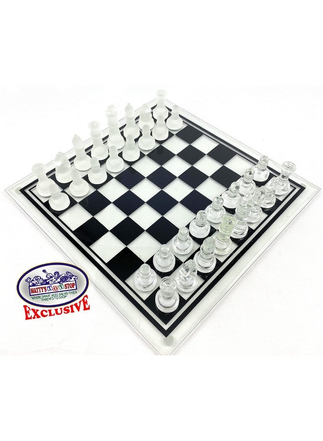 Matty's Toy Stop Deluxe Frosted & Clear Glass Chess Set (14") Large - Image 5