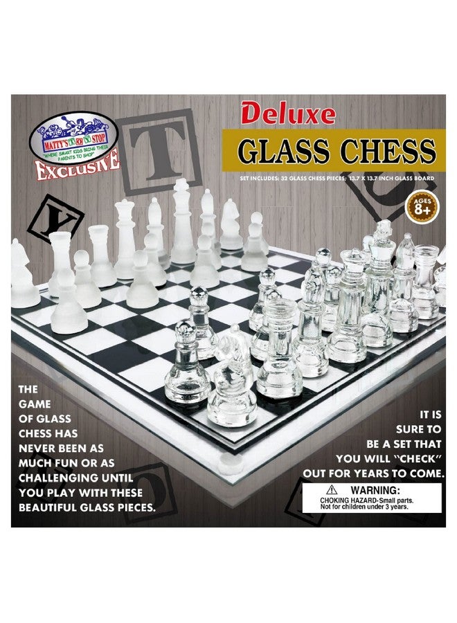 Matty's Toy Stop Deluxe Frosted & Clear Glass Chess Set (14") Large - Image 4