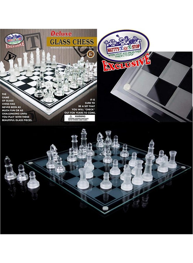 Matty's Toy Stop Deluxe Frosted & Clear Glass Chess Set (14") Large - Image 2