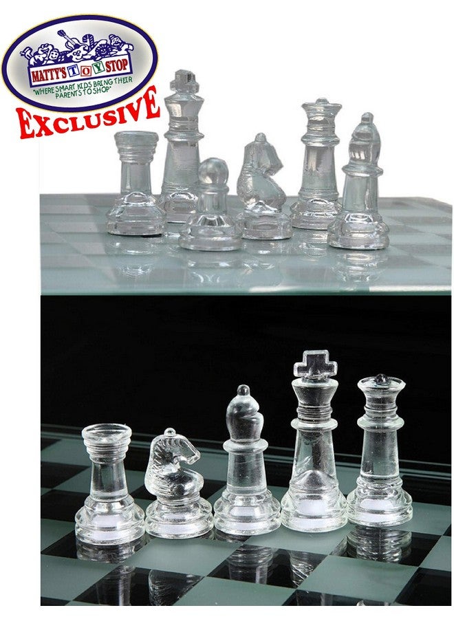 Matty's Toy Stop Deluxe Frosted & Clear Glass Chess Set (14") Large - Image 3