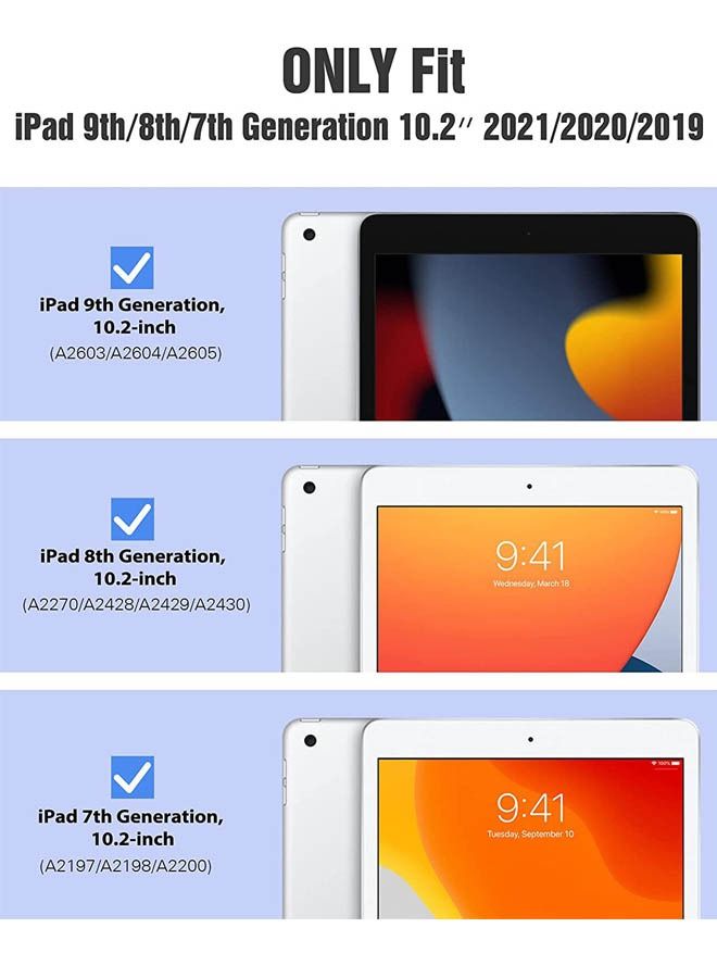 روك بو تنطبق على أبل آي باد 10.2 بوصة ( 2021 / 202 / 2019 ) الجيل الأول من غطاء الحماية ، مع حامل القلم ، [ دعم أبل قلم رصاص شحن و لمسة معرف ] ، شفافة غطاء الحماية ، التلقائي الصحوة / النوم ، الأزرق - Image 2