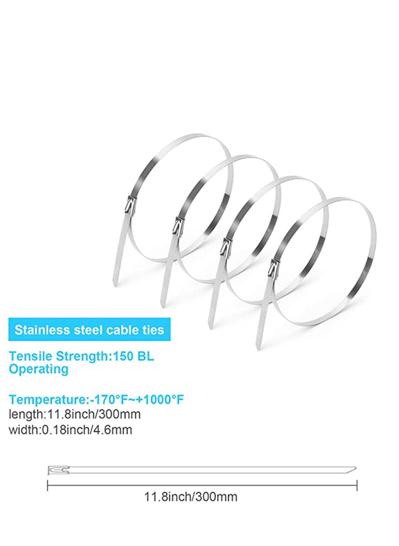 Generic 304 Stainless Steel, Strong and Durable Metal Cable Zip Ties,  Multi-purpose Heavy Duty Self-locking Cable Ties, Suitable for Exhaust Wrapping, Fence, Outdoor and Canopy Etc.  - Image 3