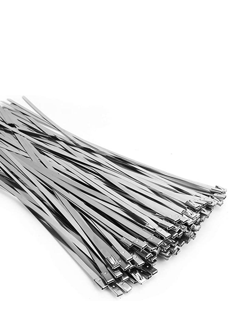 Generic 304 Stainless Steel, Strong and Durable Metal Cable Zip Ties,  Multi-purpose Heavy Duty Self-locking Cable Ties, Suitable for Exhaust Wrapping, Fence, Outdoor and Canopy Etc.  - Image 1
