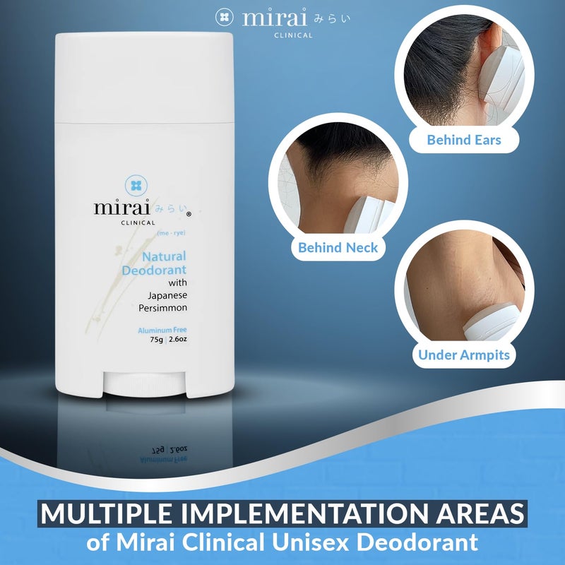 Mirai Clinical - All Natural Deodorant for Women and Men - w/Japanese Persimmon Extract - Full-Body Use - Aluminum  Fragrance  Paraben Free - Vegan - Helps to Eliminate Nonenal Odor - Unscented - 75g - Image 5
