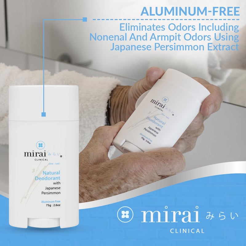 Mirai Clinical - All Natural Deodorant for Women and Men - w/Japanese Persimmon Extract - Full-Body Use - Aluminum  Fragrance  Paraben Free - Vegan - Helps to Eliminate Nonenal Odor - Unscented - 75g - Image 3