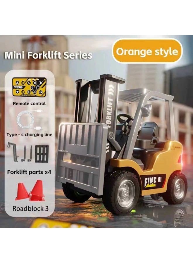 سيارة RC ذات شوكة رفع من السبائك المعدنية، HG-4-243 RTR 1:64 2.4G سيارة RC صغيرة ذات شوكة رفع من السبائك المعدنية تدعم التطبيق يتم التحكم فيها عن بعد بإضاءة LED وصوت هندسي لعبة مكتبية لجمع النماذج هدية للأولاد والبنات - أصفر - Image 1