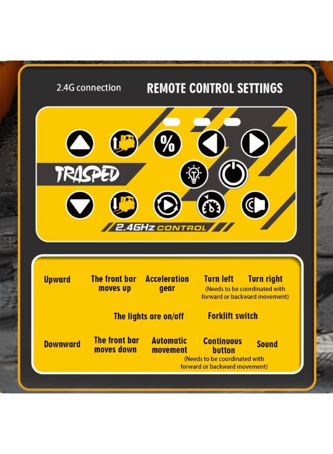 سيارة RC ذات شوكة رفع من السبائك المعدنية، HG-4-243 RTR 1:64 2.4G سيارة RC صغيرة ذات شوكة رفع من السبائك المعدنية تدعم التطبيق يتم التحكم فيها عن بعد بإضاءة LED وصوت هندسي لعبة مكتبية لجمع النماذج هدية للأولاد والبنات - أصفر - Image 5