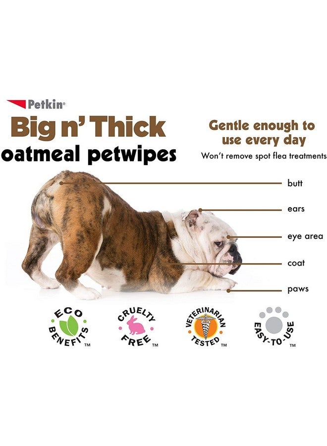بيتكين مناديل Petkin Big N' Thick Oatmeal للحيوانات الأليفة للكلاب والقطط، تزيل الأوساخ والروائح اليومية، تنظف الوجه والأذنين والجسم ومنطقة العين، مريحة للغاية، مثالية للمنزل أو السفر، 100 منديل - Image 4