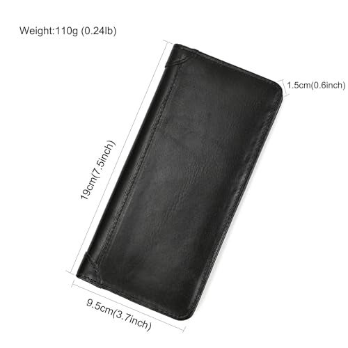 LUUFAN Genuine Leather Long Wallet with Multiple Card Slots for Men and Women, Coin Pocket Cash Credit Card Holder Slim Bifold Purse, Black - Image 2