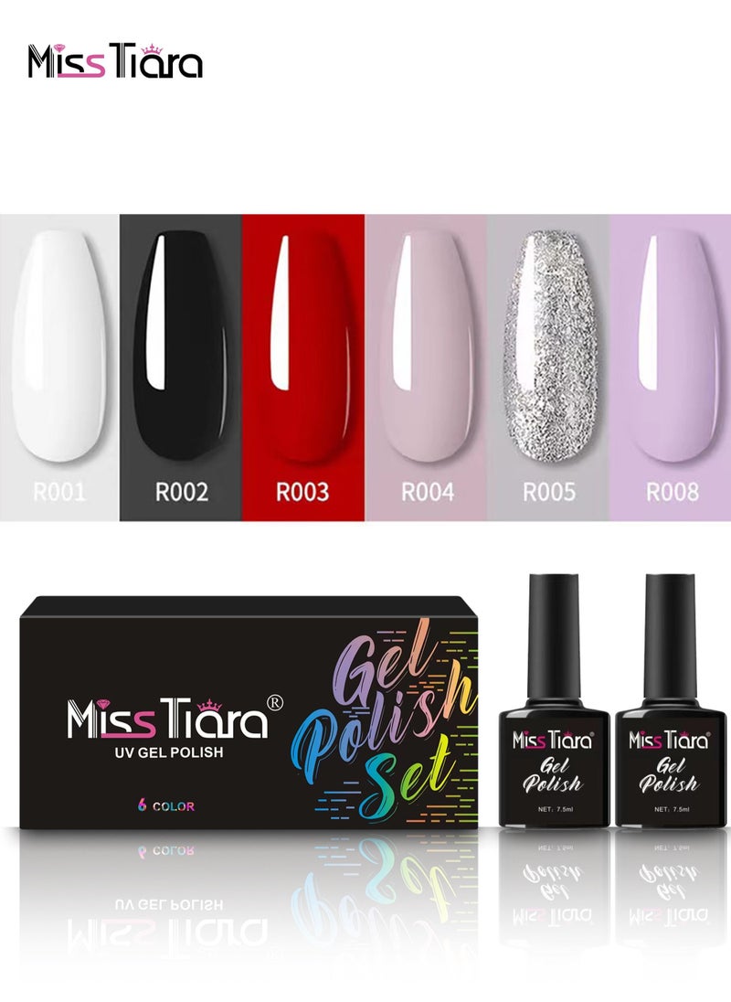 MissTiara Gel Nail Polish, Nail glue,6-Piece UV and LED Gel Nail Polish Set Multicolour Long Lasting Nail Gel Polish DIY nail art at home  - Image 1