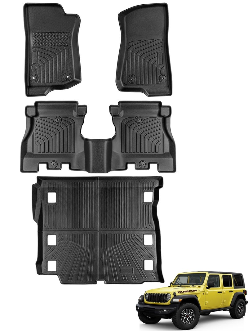 CarQiWireless for Jeep Wrangler JL Unlimited 4-Door 2025-2018 2024 Floor Mats Cargo Liner Unlimited 4-Door with Subwoofer (Not for JK/4XE) Rubber Trunk Carpet All Weather TPE Waterproof Tech,Automotive Accessories - Image 1