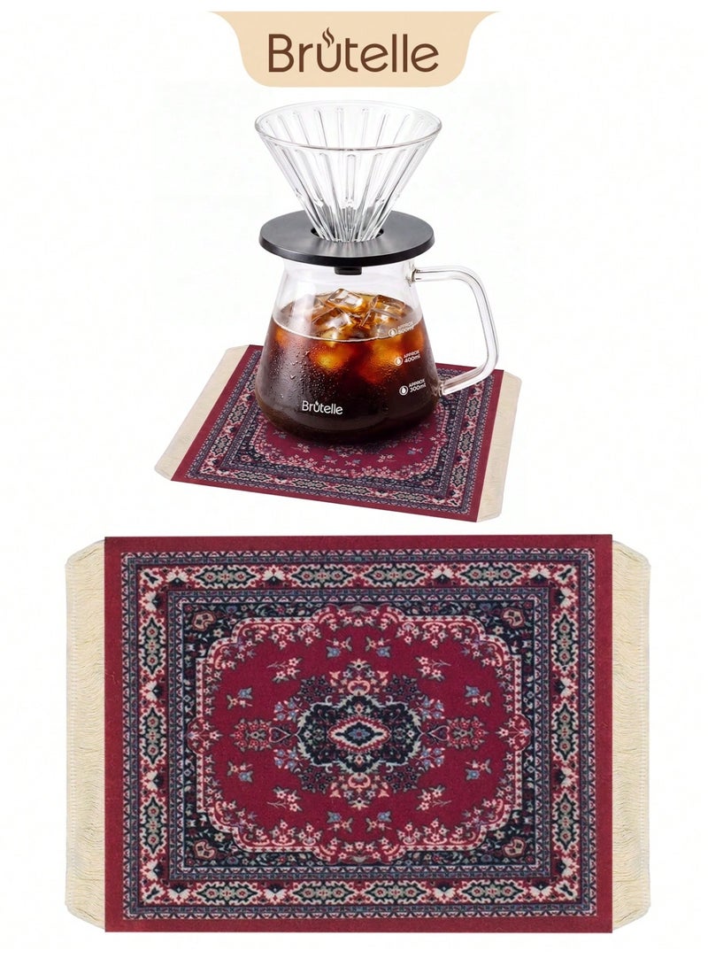 Brutelle V60 Coffee Mat Arabic Style Absorbent Insulated Coaster Coffee or Tea Coaster Table Mat Heat Resistant Drying Non-slip Coffee Coaster Suitable for Coffee Machine, Coffee Pot, Coffee Accessories, Ideal for Office Home Coffee Corner and Pour-over coffee1 Piece - Image 1