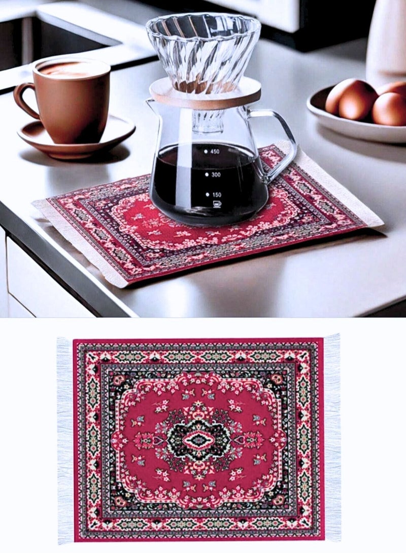 Brutelle V60 Coffee Mat Arabic Style Absorbent Insulated Coaster Coffee or Tea Coaster Table Mat Heat Resistant Drying Non-slip Coffee Coaster Suitable for Coffee Machine, Coffee Pot, Coffee Accessories, Ideal for Office Home Coffee Corner and Pour-over coffee1 Piece - Image 3