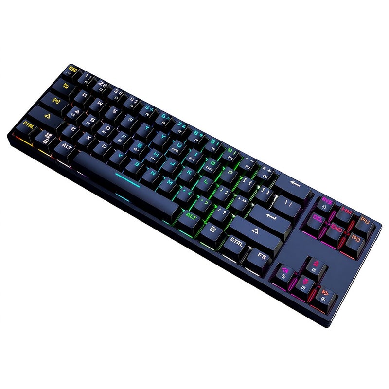 لوحة مفاتيح ميكانيكية سلكية BAJEAL K71 71 مفتاح لوحة مفاتيح ألعاب مع تأثير ضوء RGB ومفتاح أزرق وكابل بيانات منفصل - لون أسود - Image 4