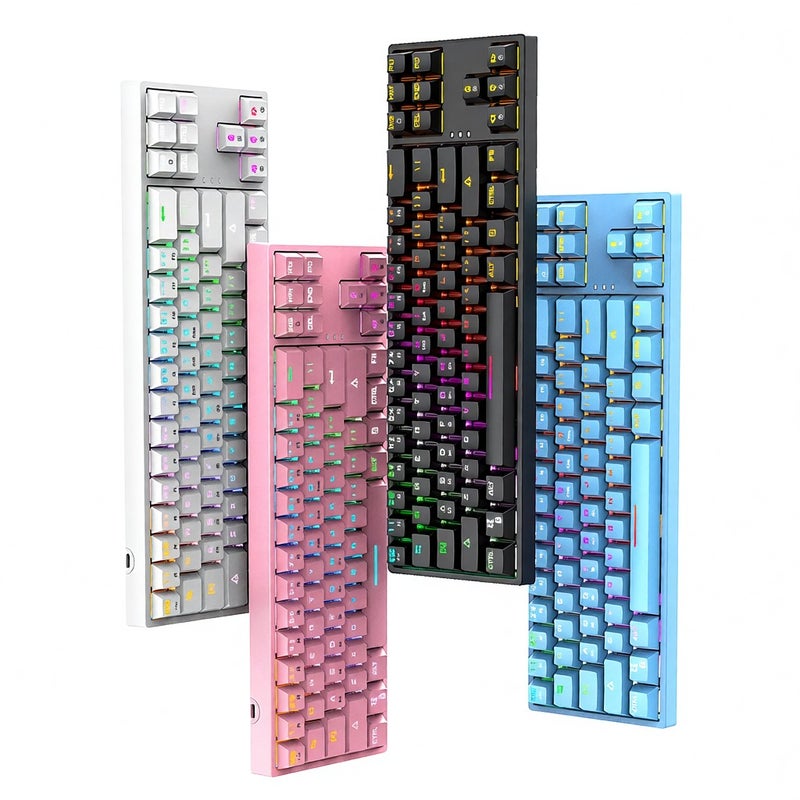 لوحة مفاتيح ميكانيكية سلكية BAJEAL K71 71 مفتاح لوحة مفاتيح ألعاب مع تأثير ضوء RGB ومفتاح أزرق وكابل بيانات منفصل - لون أسود - Image 5